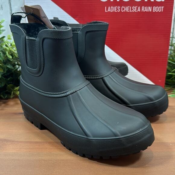 Chooka Women's Black Duck Chelsea Rain Boots Size 6 - Picture 3 of 9